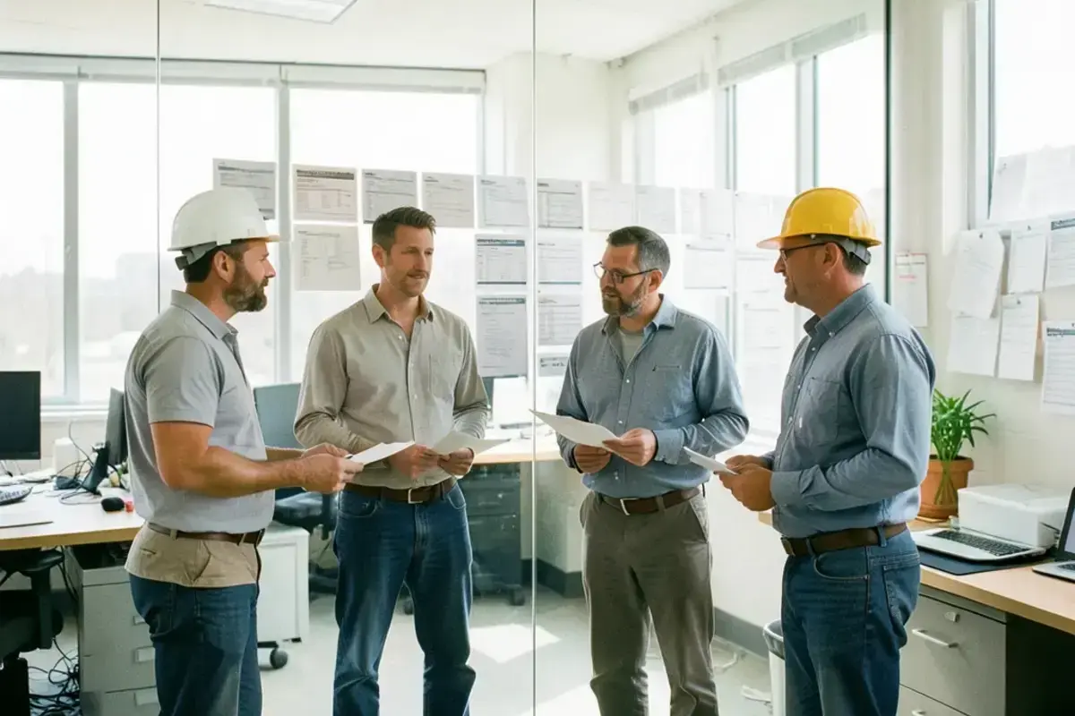 The Creoenem Home Solutions crew gathered in a bright home with their equipment