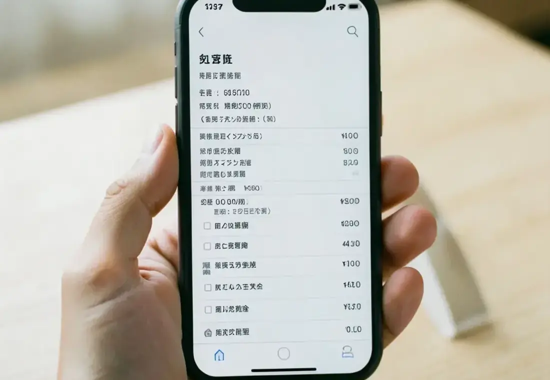 A smartphone showing a detailed service quote with line items and a total