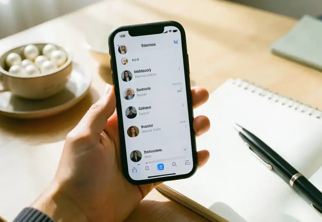 A hand sending a service request on a phone at home